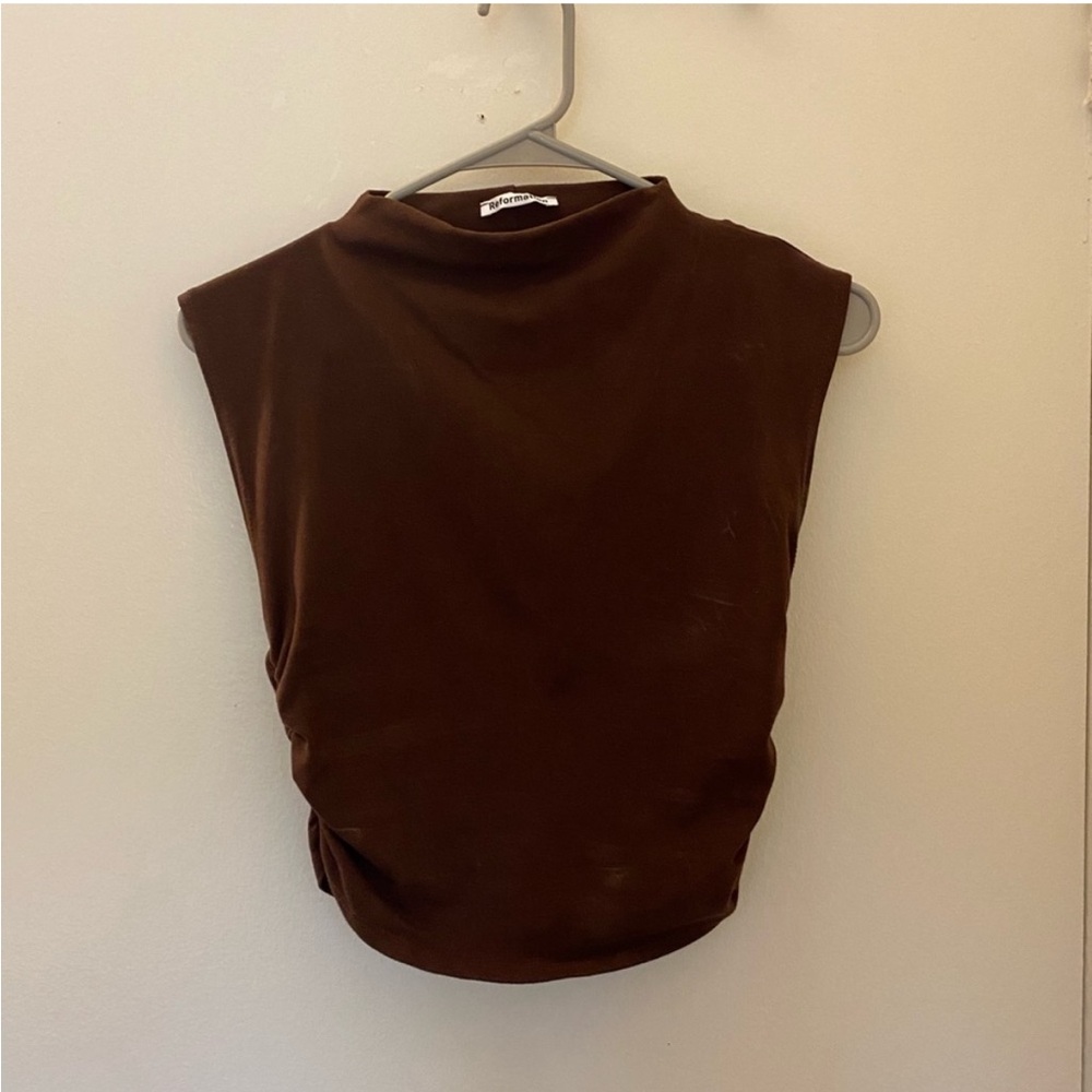 The Reformation brown turtleneck tank top